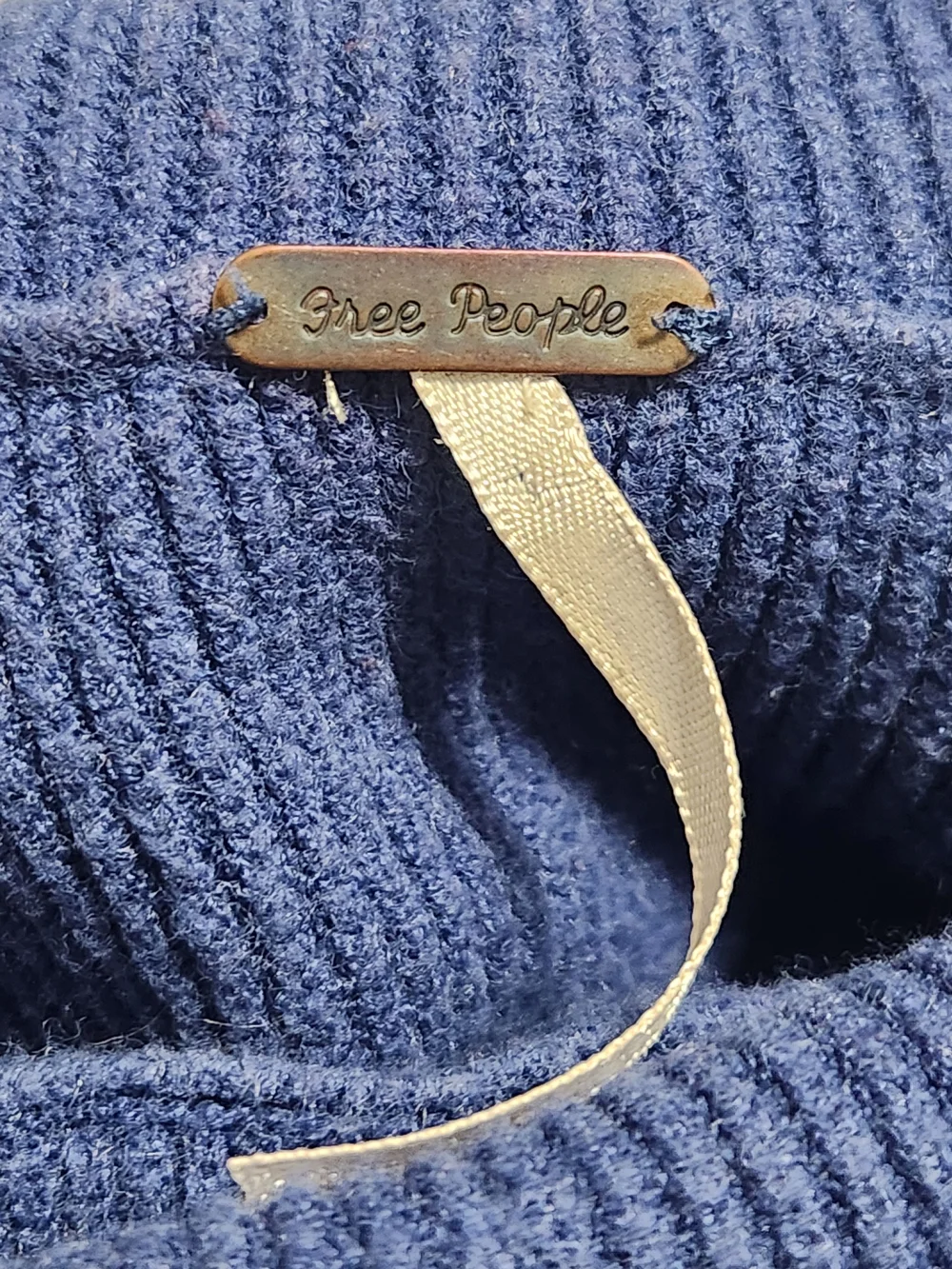 Free People Colorblock Turtleneck Sweater Blue Yellow Grey Size M